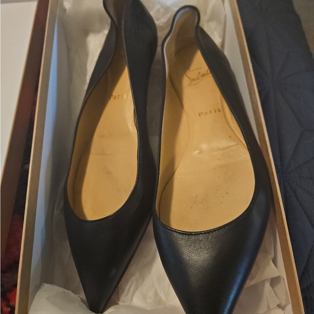 Christian Louboutin Black Leather Flats